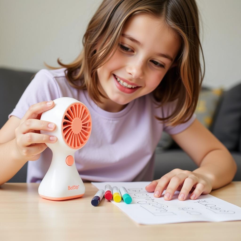 Girl Customizing Her Fan