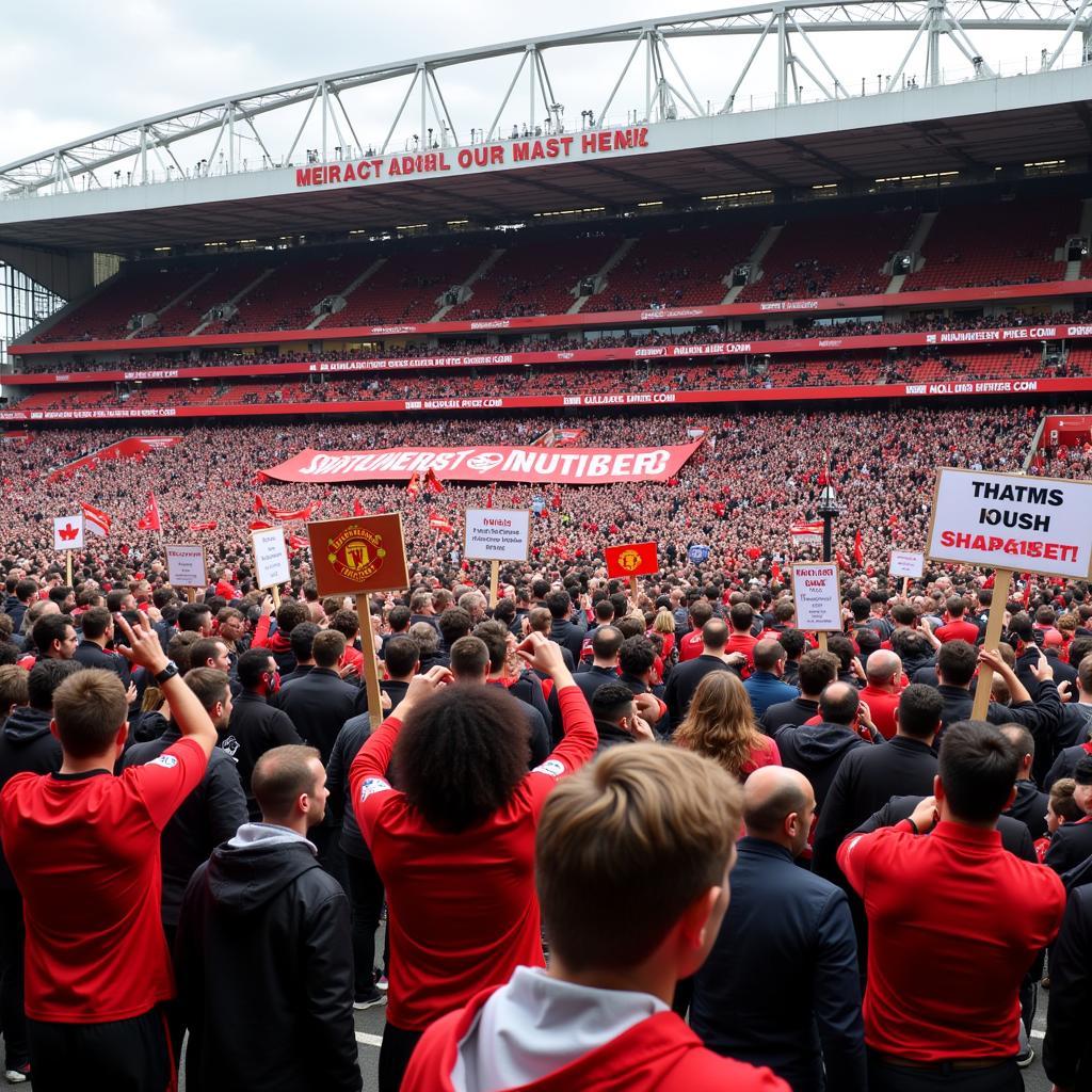 Fan protests against the Glazers at Old Trafford