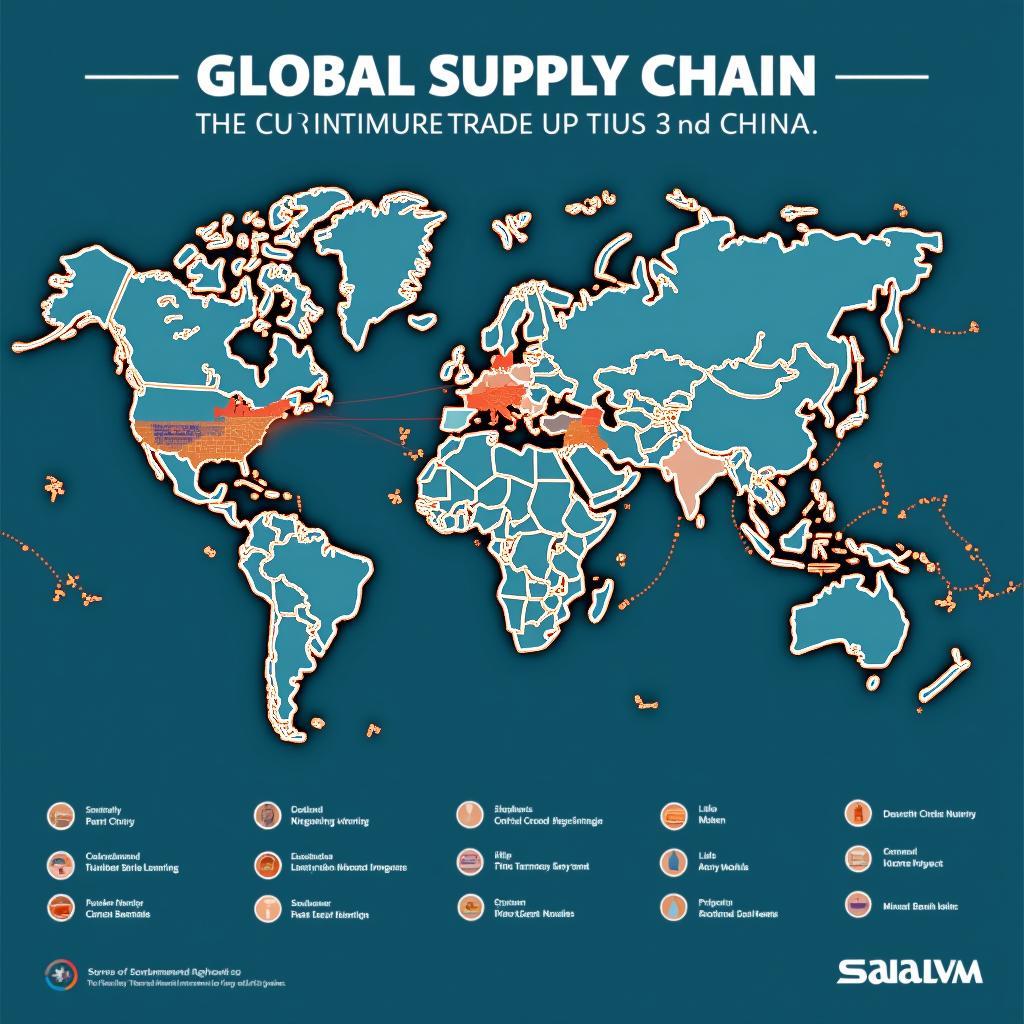 Global Supply Chain Map with Chinese Trade Routes