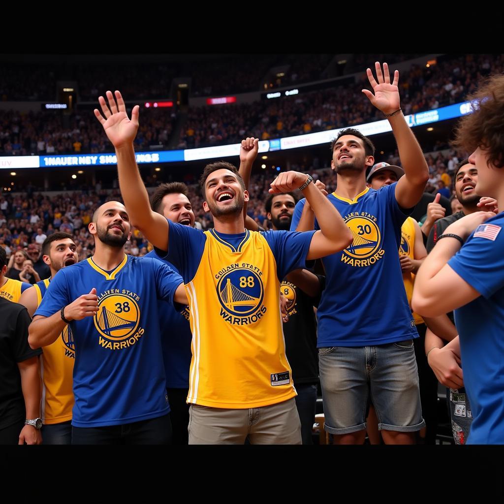 Golden State Warriors fans show their team spirit.