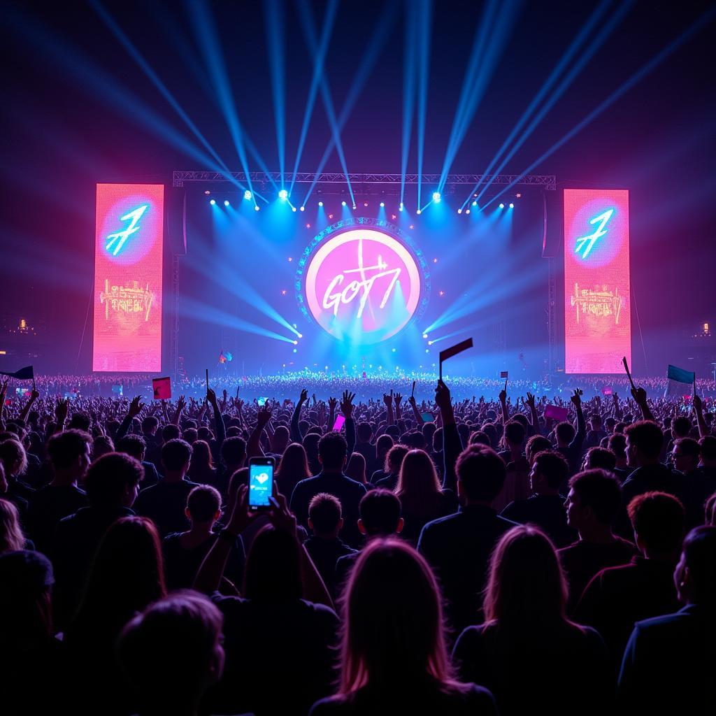 A large crowd of fans at a GOT7 fan meeting