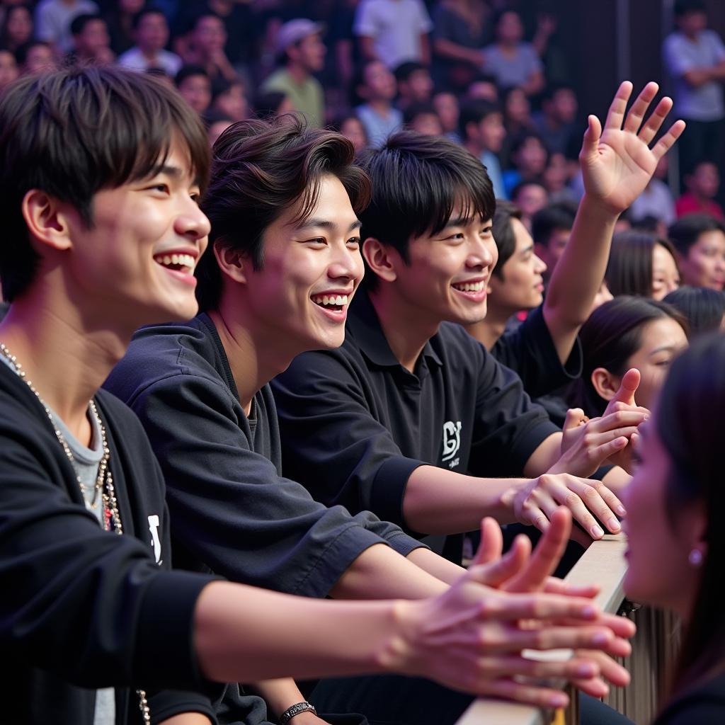 GOT7 members interacting with fans during a fan meeting