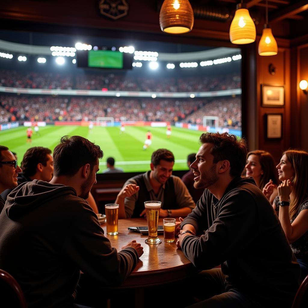 Group of Friends Watching a Football Match at a Pub