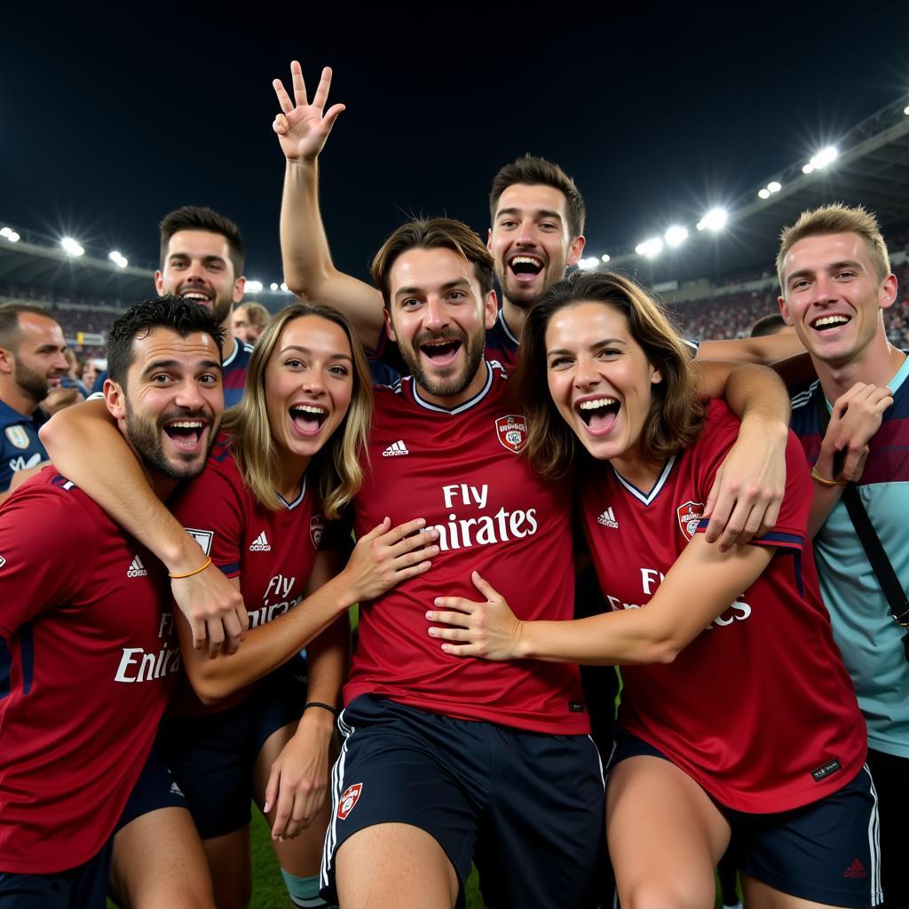 Group of Fans Celebrating Goal