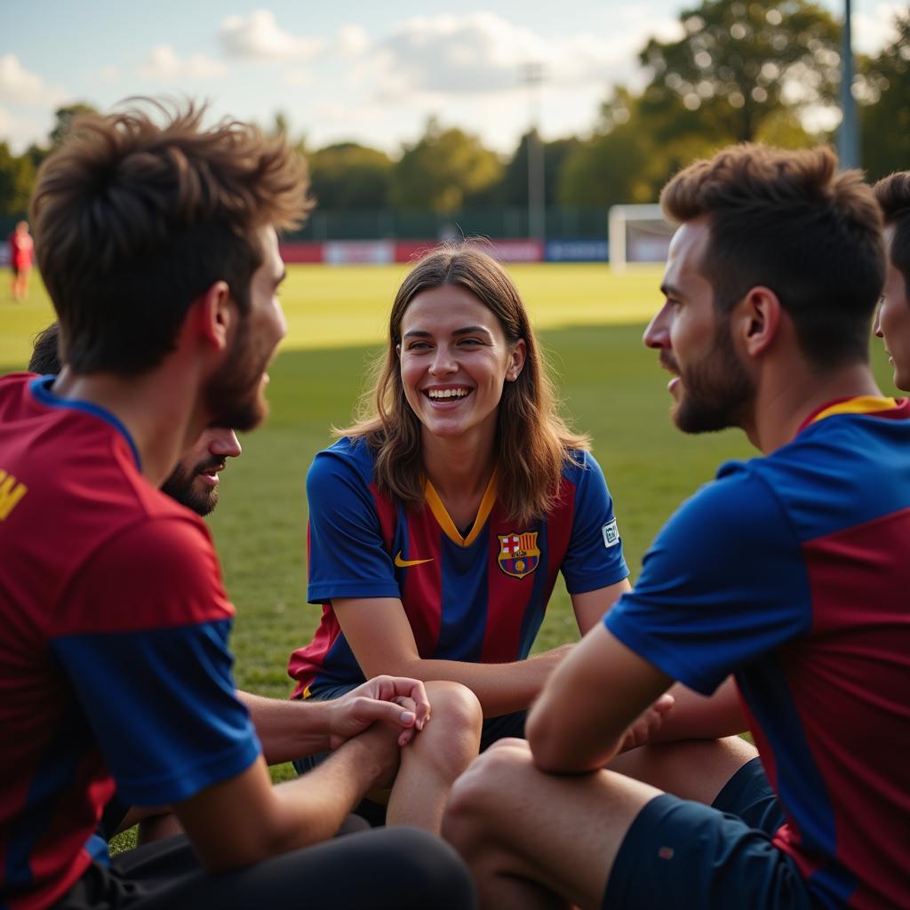 Friends passionately discussing a football match, showcasing their diverse perspectives.