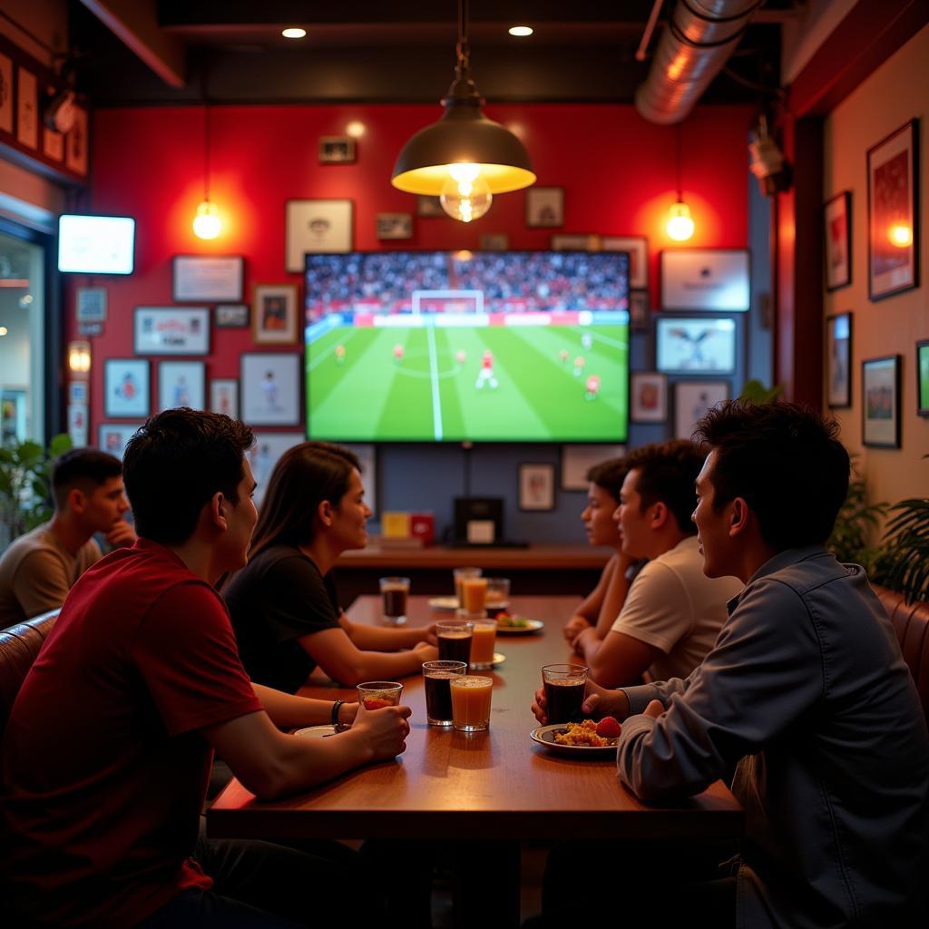 Group of Friends Watching Manchester United Game in Vietnam