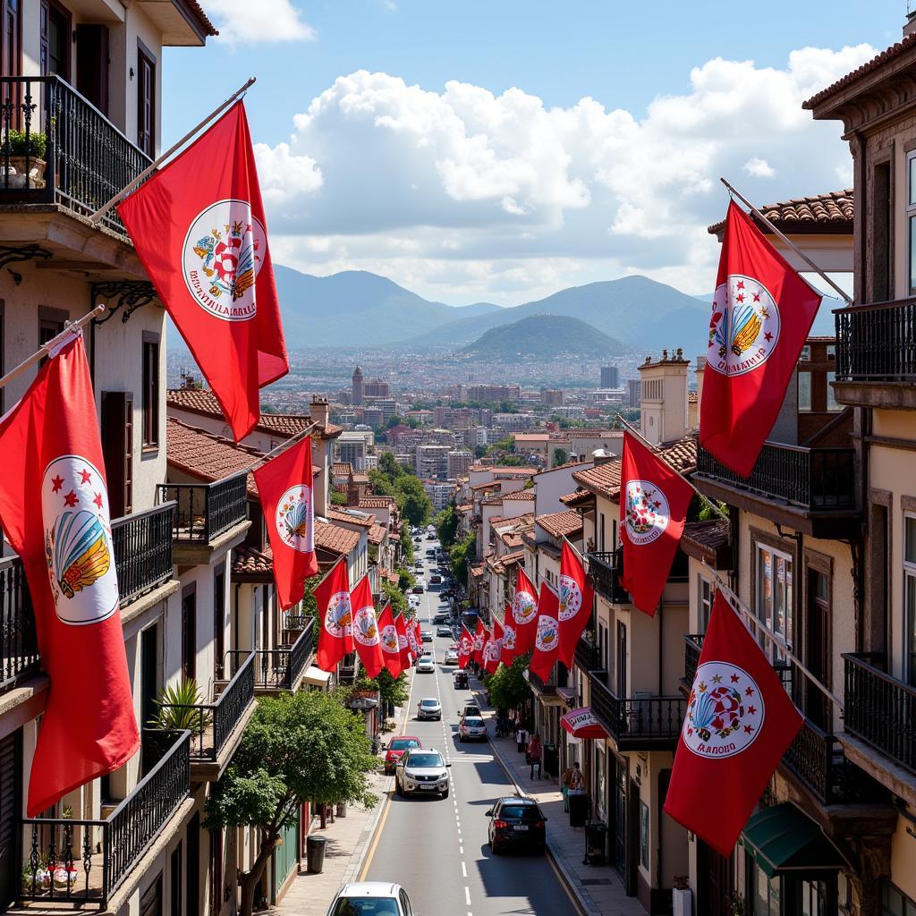 Guadalajara cityscape adorned with Guadalajara CD flags