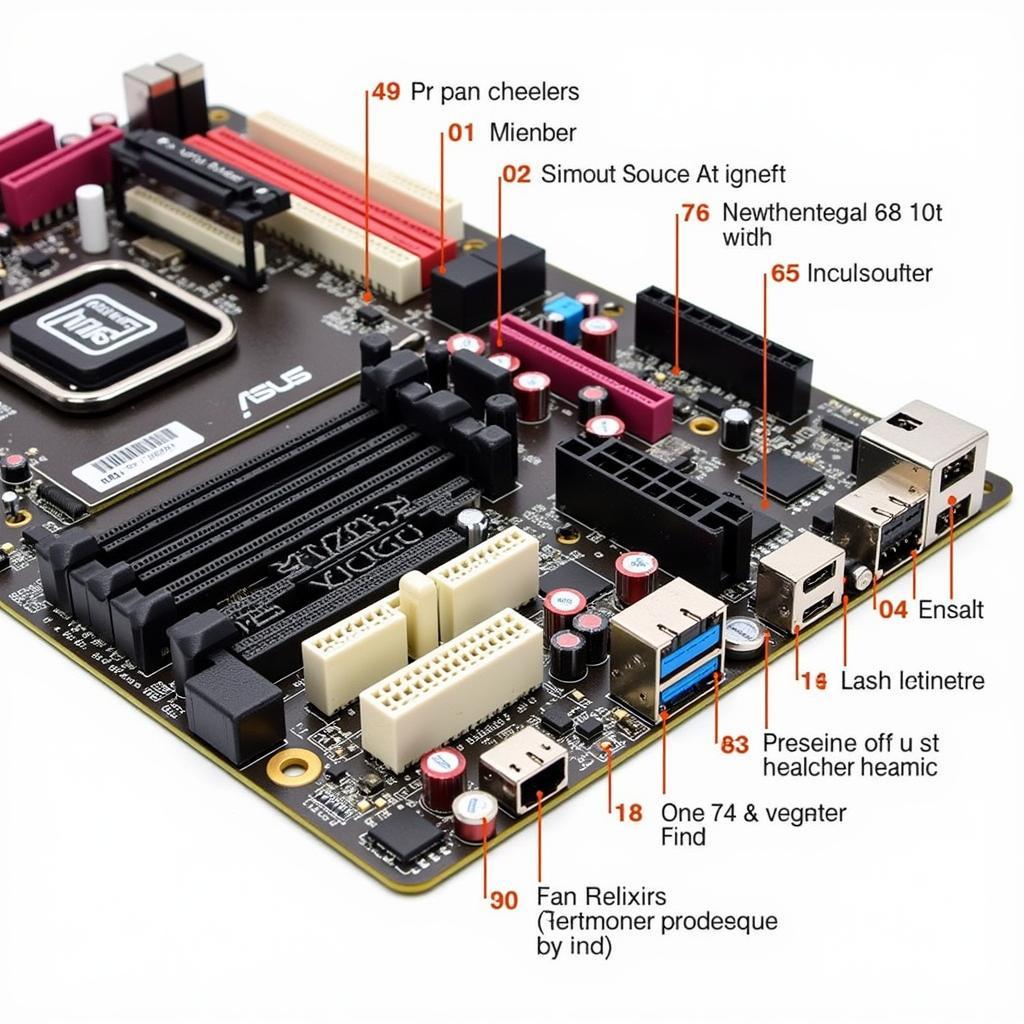 ASUS H61 motherboard with labeled fan headers