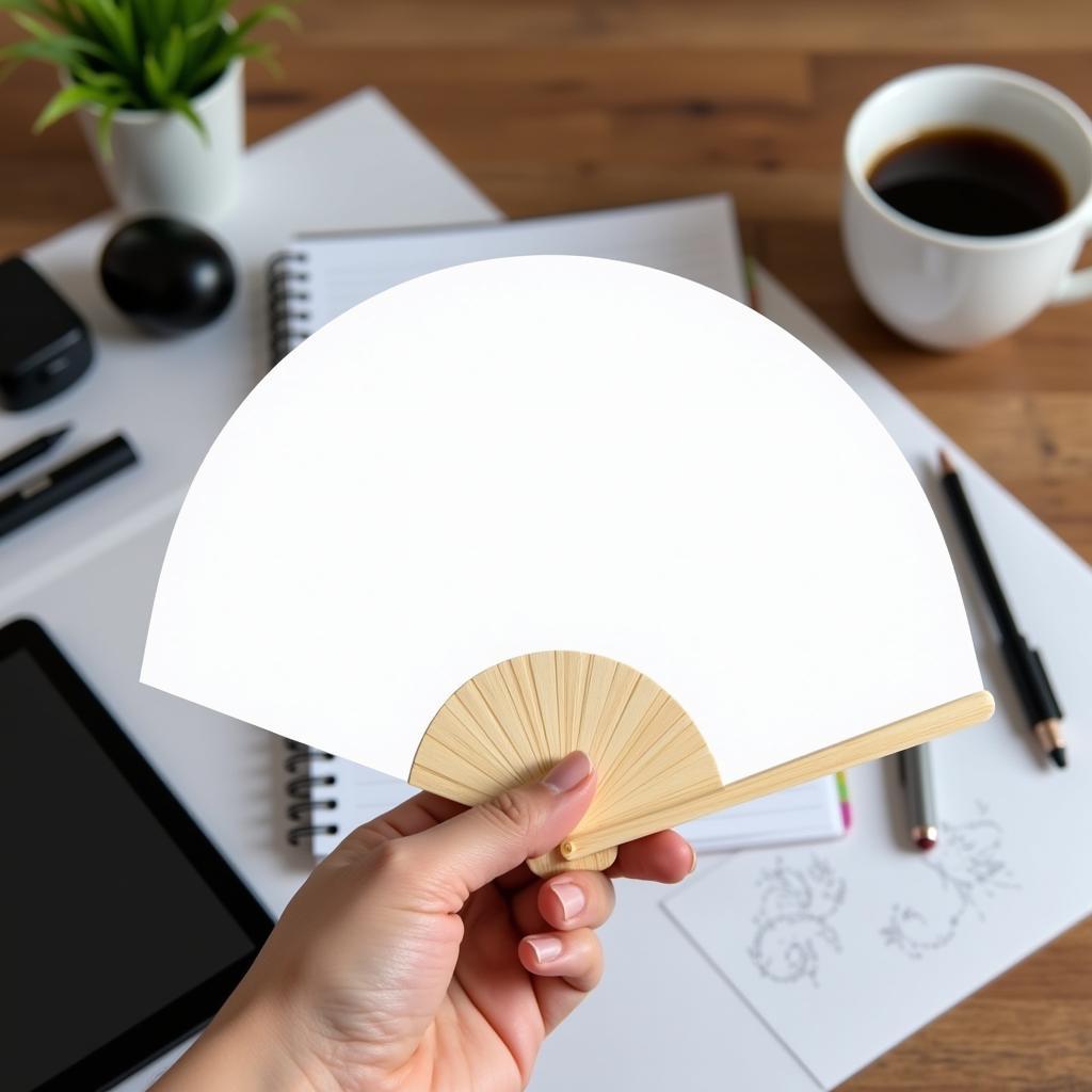 Free Hand Fan Mockup Design