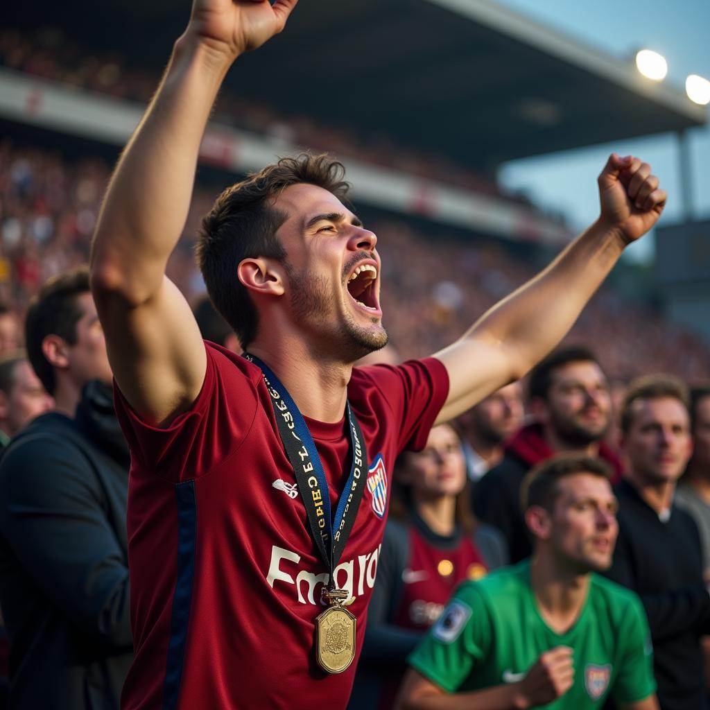 Hardcore fan celebrating a goal