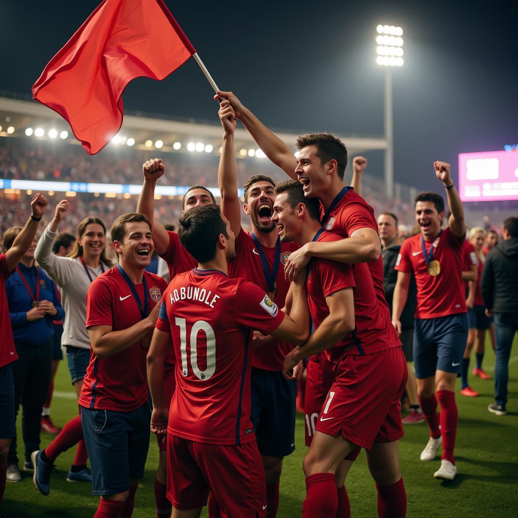 Hardcore fans celebrating a goal