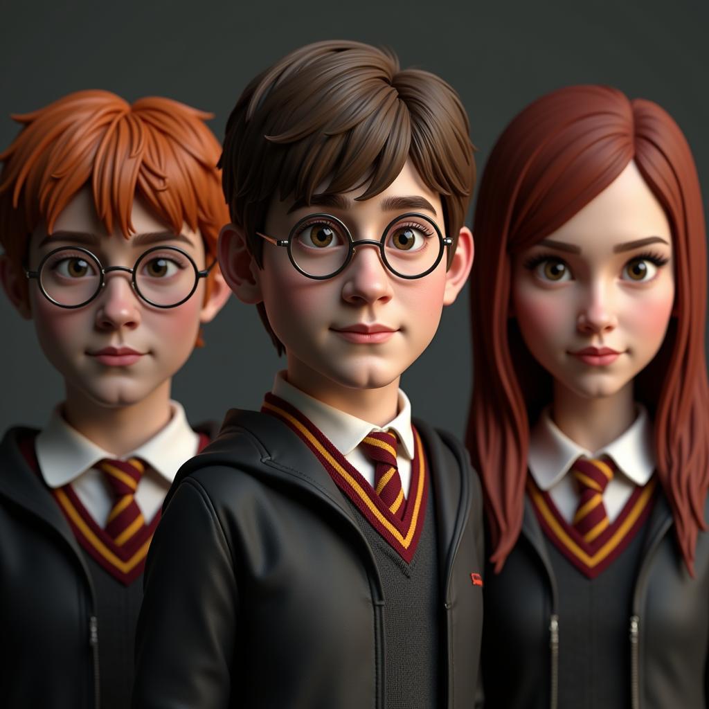 3D Character Models of Harry, Ron, and Hermione