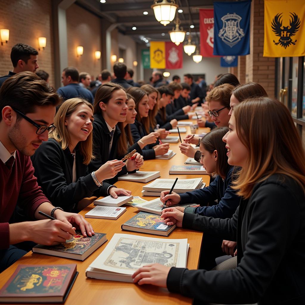 Fans Getting Autographs at a Harry Potter Fan Meeting