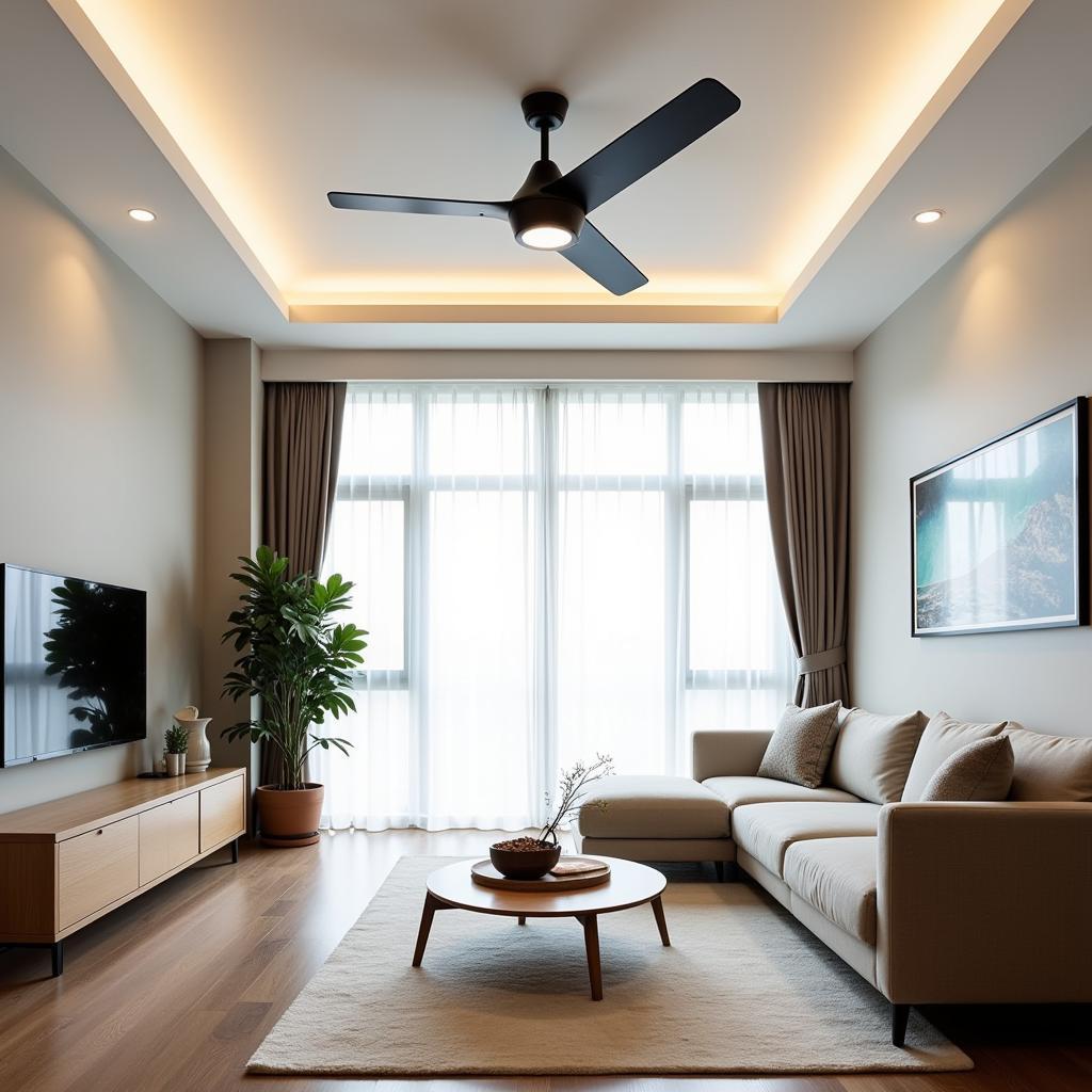 Spacious HCMC Apartment Living Room with Ceiling Fan