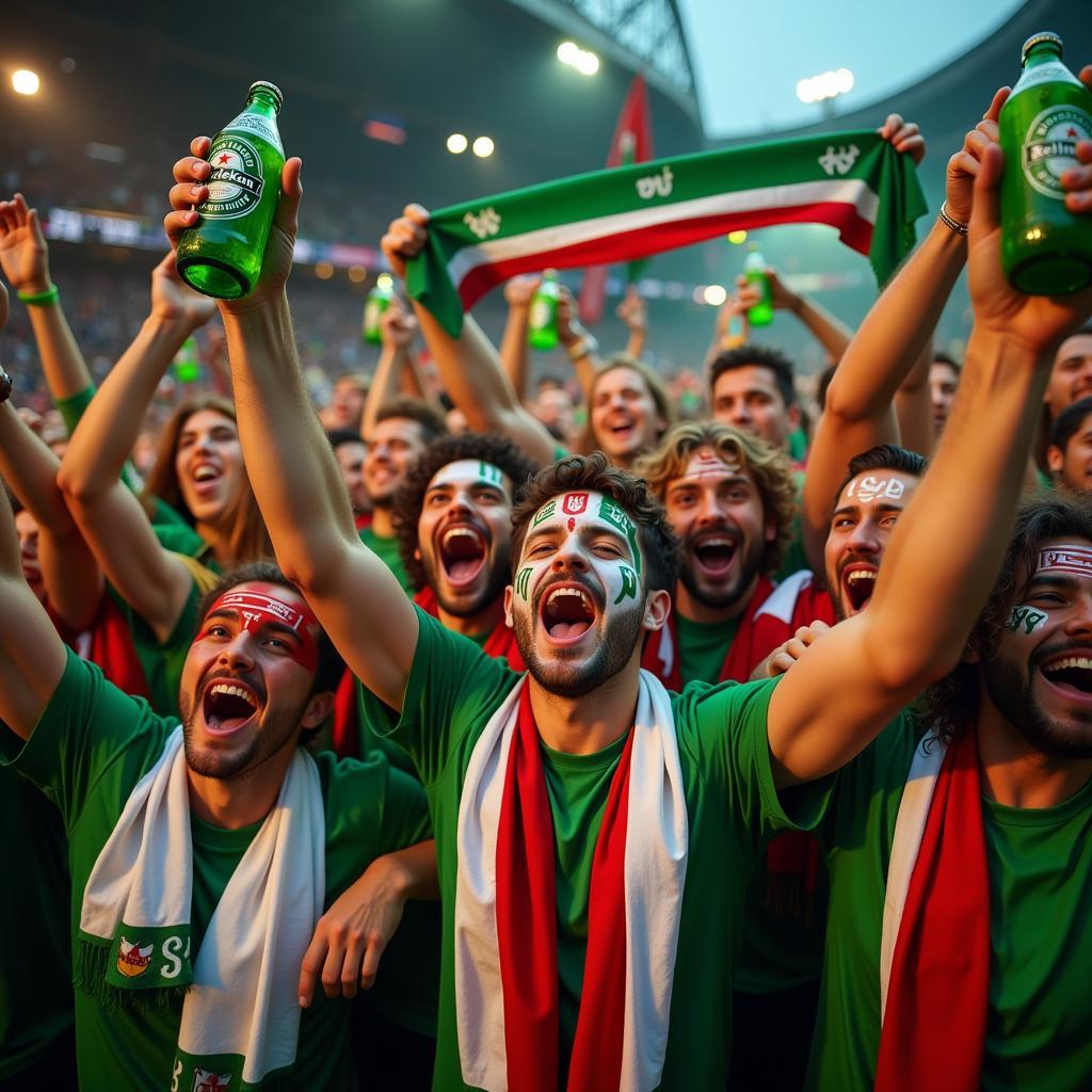 Fans Celebrating with Heineken Beer