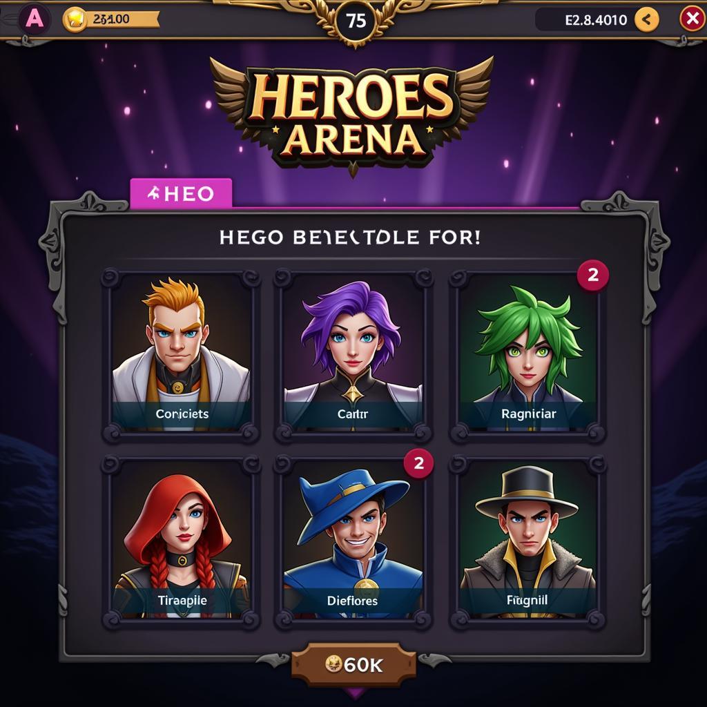 Heroes Arena Hero Selection Screen