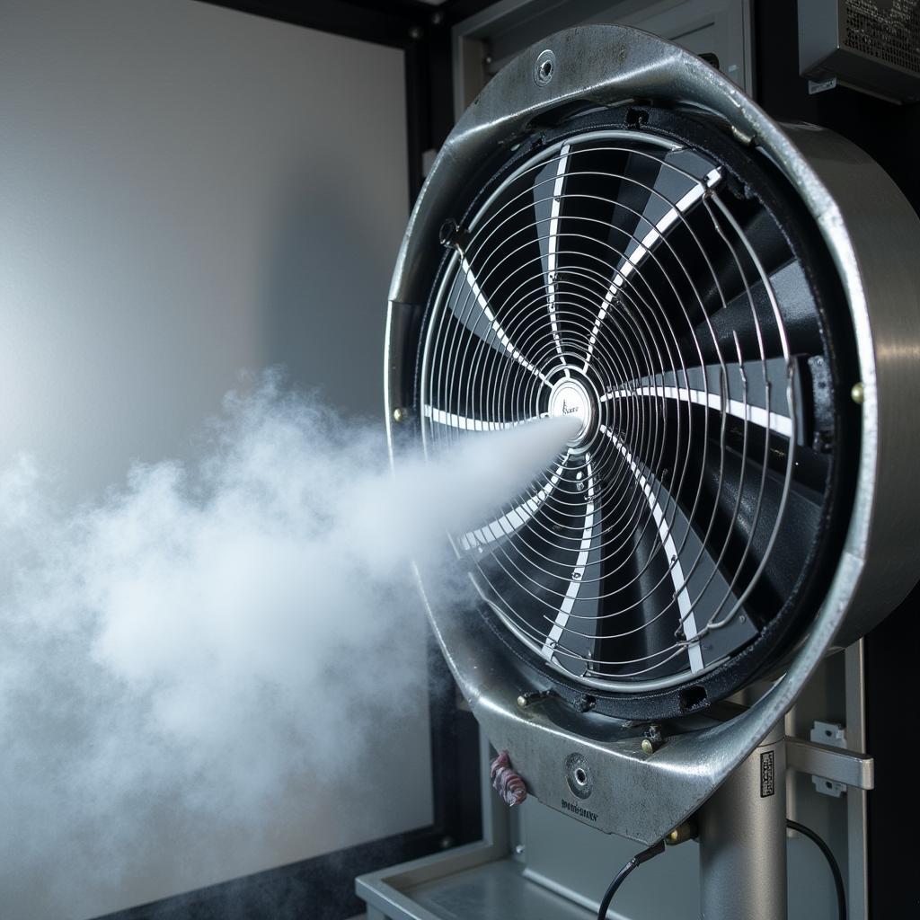 High CFM fan effectively ventilating a spray booth