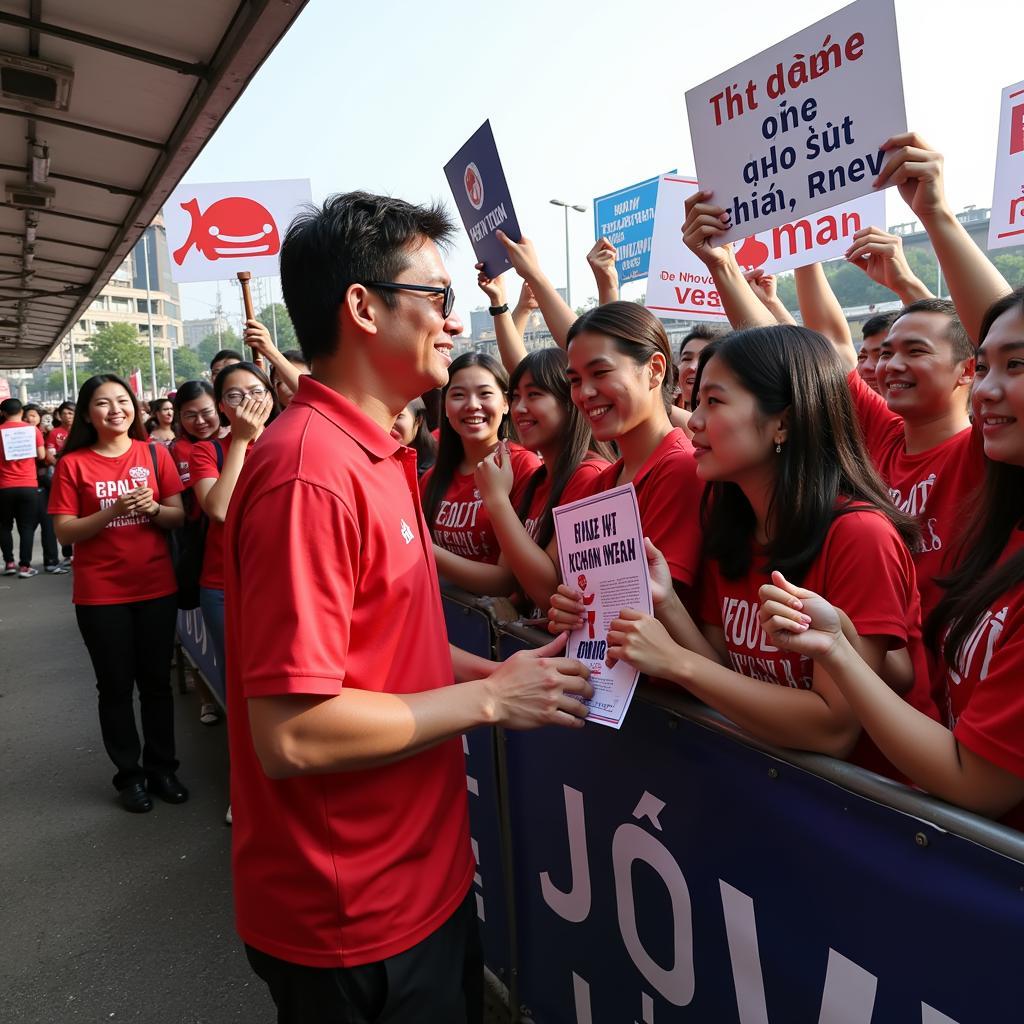 Ho Nhat Thien with Fans, showcasing nicknames