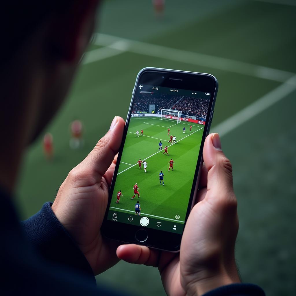 Fan using HUD mobile app during a match