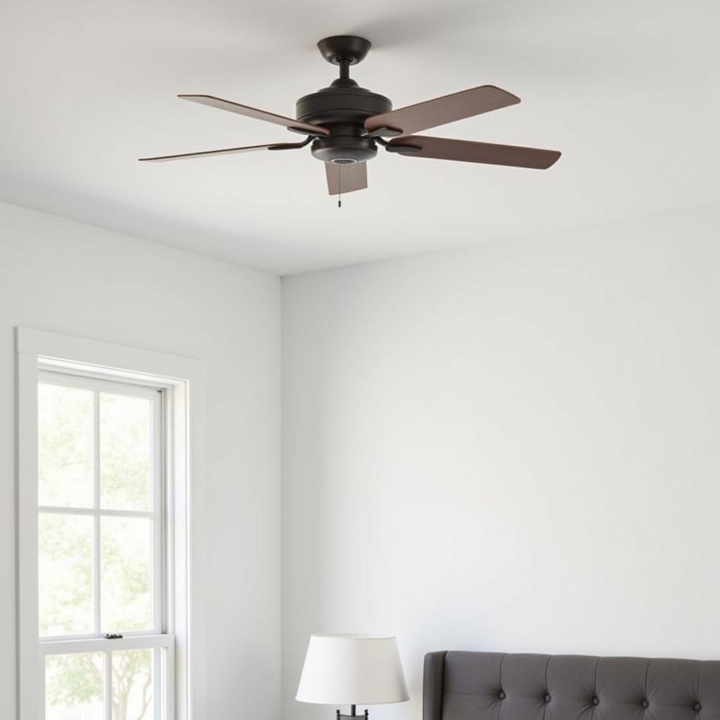 Hunter low profile ceiling fan in a bedroom