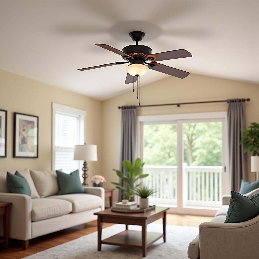 Hunter low profile ceiling fan in a living room