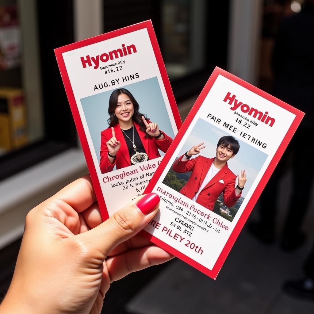 Fan holding tickets to a Hyomin fan meeting