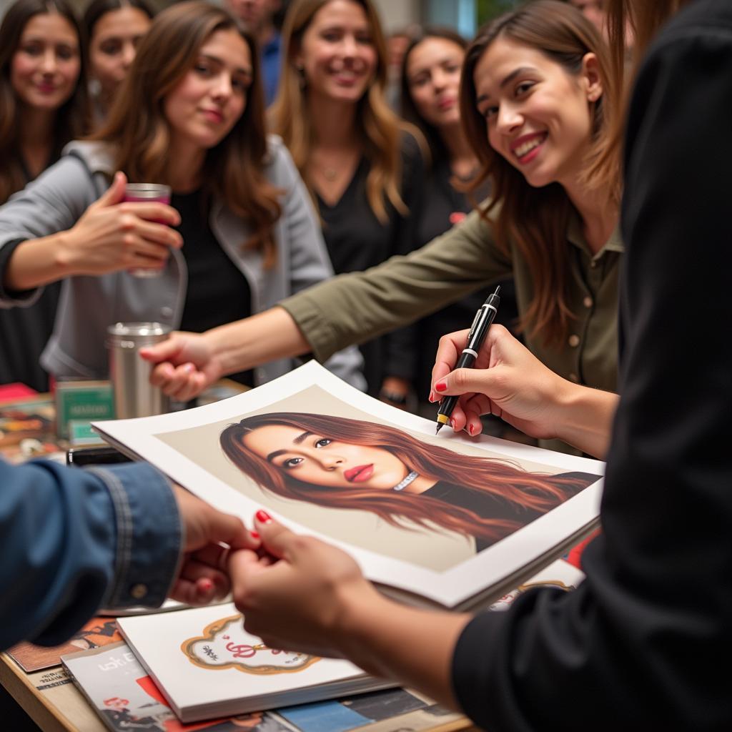 Idol signing autographs at a fansign event