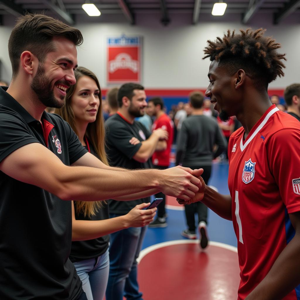 Indoor Football Fan and Player Interaction