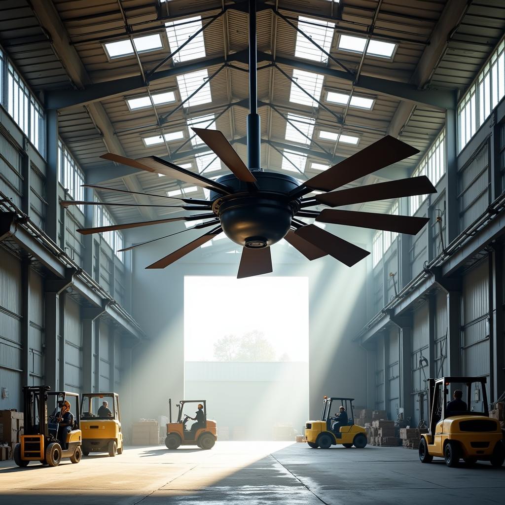 Giant Industrial Ceiling Fan in Warehouse