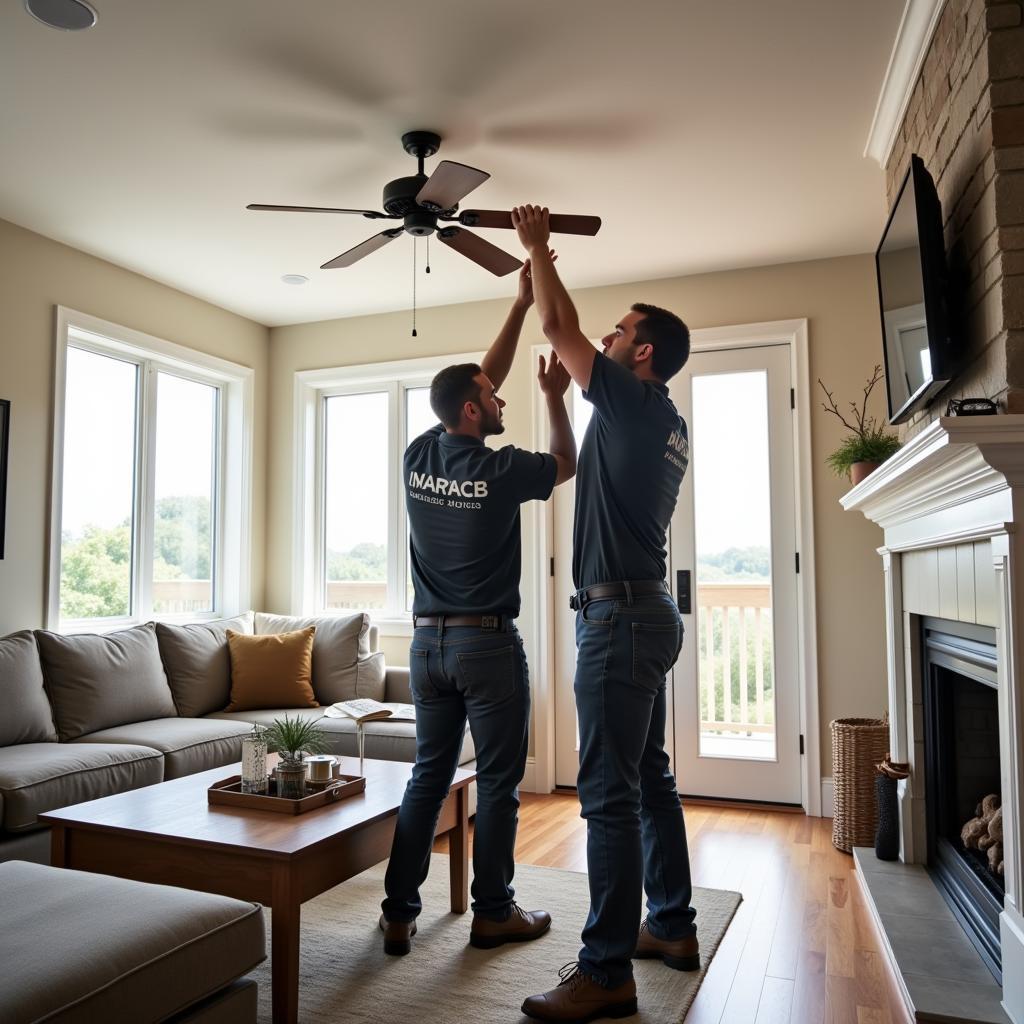 Installing a Ceiling Fan in a Living Room