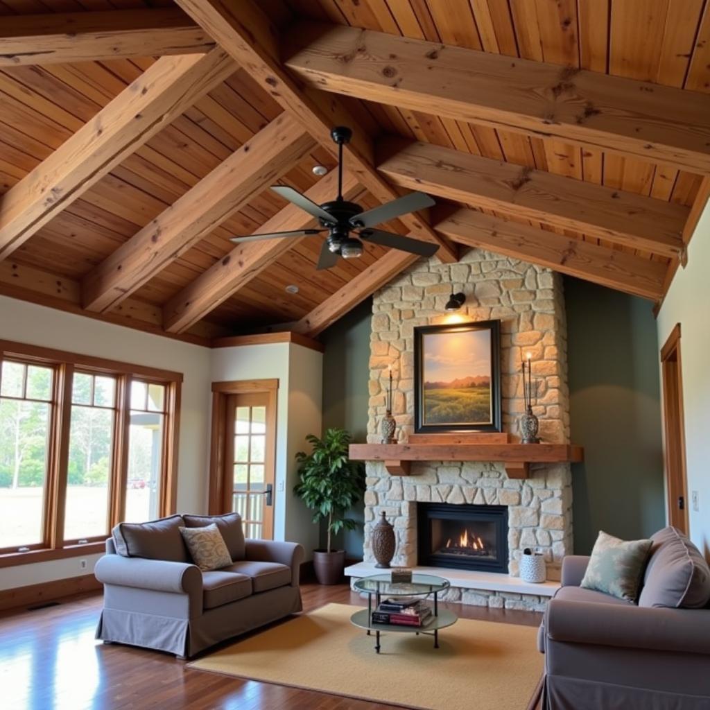 Installing a Ceiling Fan in a Room with Wood-Beamed Ceiling