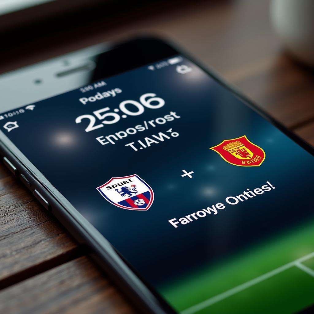 iPhone Football App Showing Live Score