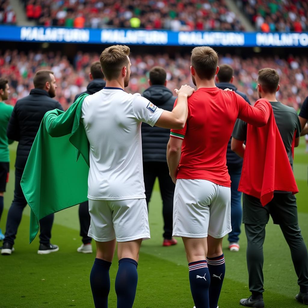 Ireland and England football fans at a match