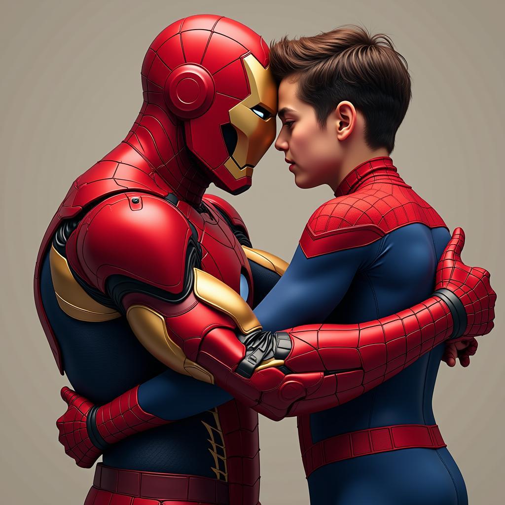 Iron Man and Spider-Man share a moment