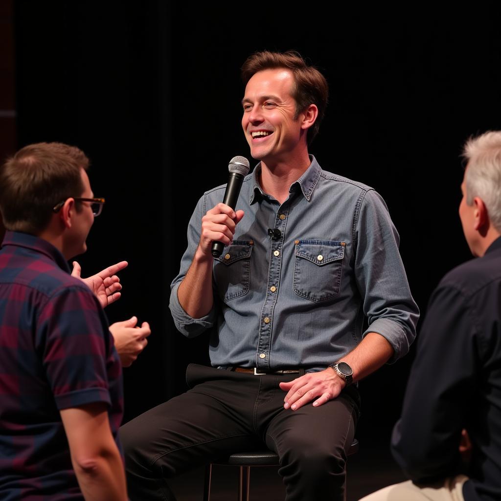 Jack shares a laugh with fans during a Q&A session