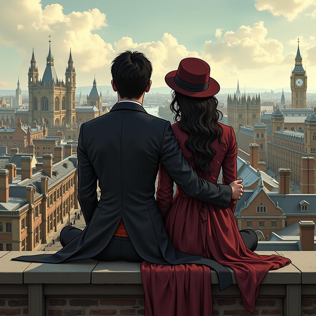 Jacob Frye and Evie Frye on a London Rooftop