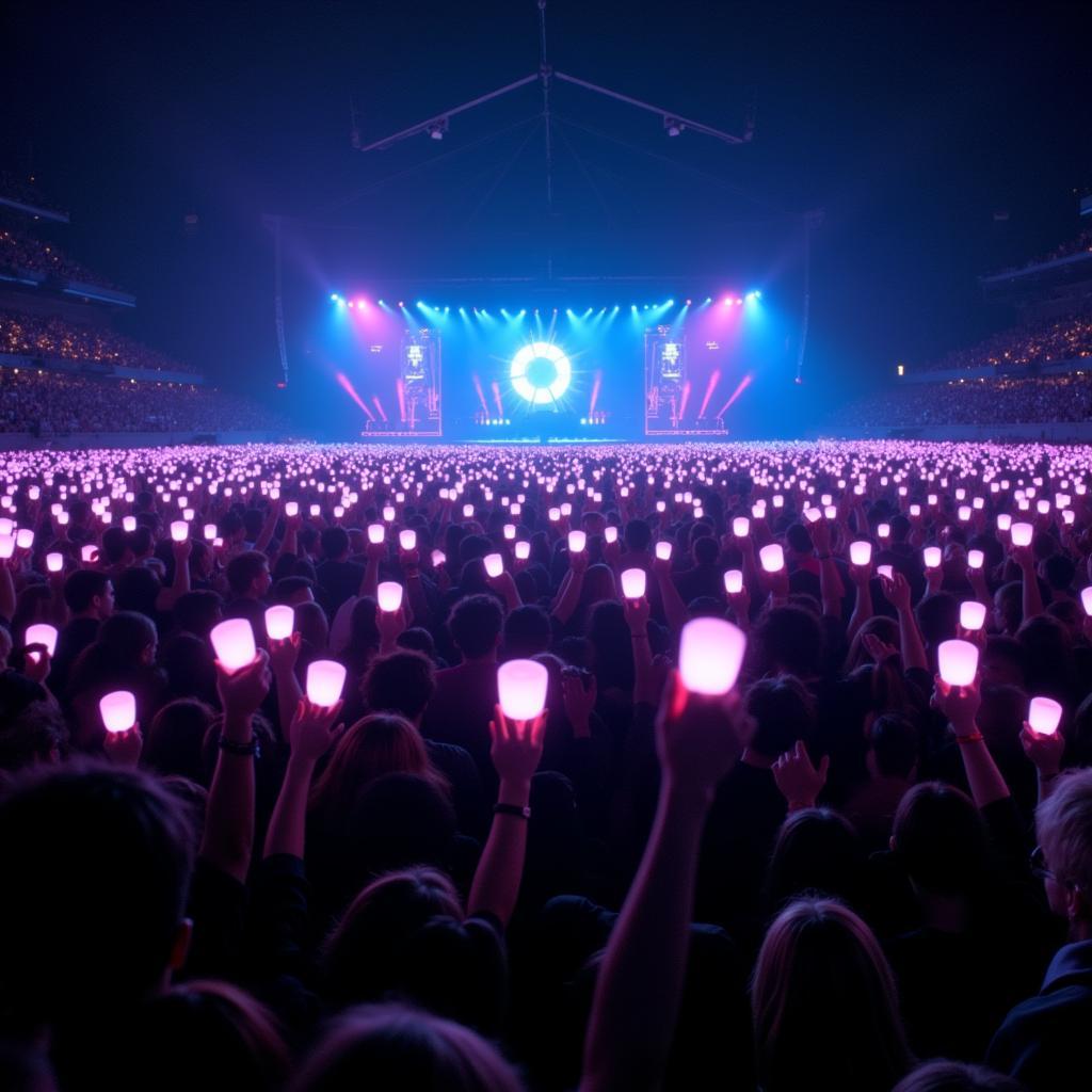 A sea of ARMY Bombs illuminating the venue during the Japan 4th Muster