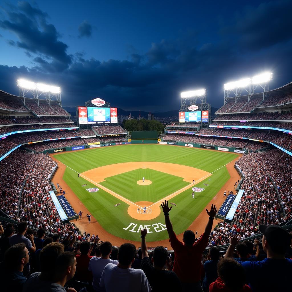 A Packed Japanese Baseball Stadium