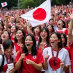 Japanese Fans Celebrating Victory