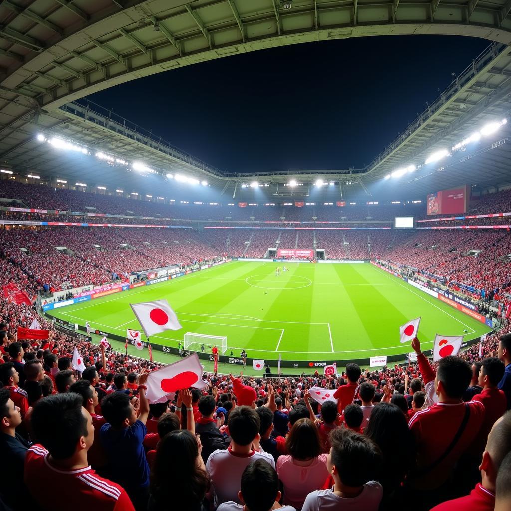 Japanese Fans Cheering at J-League Match