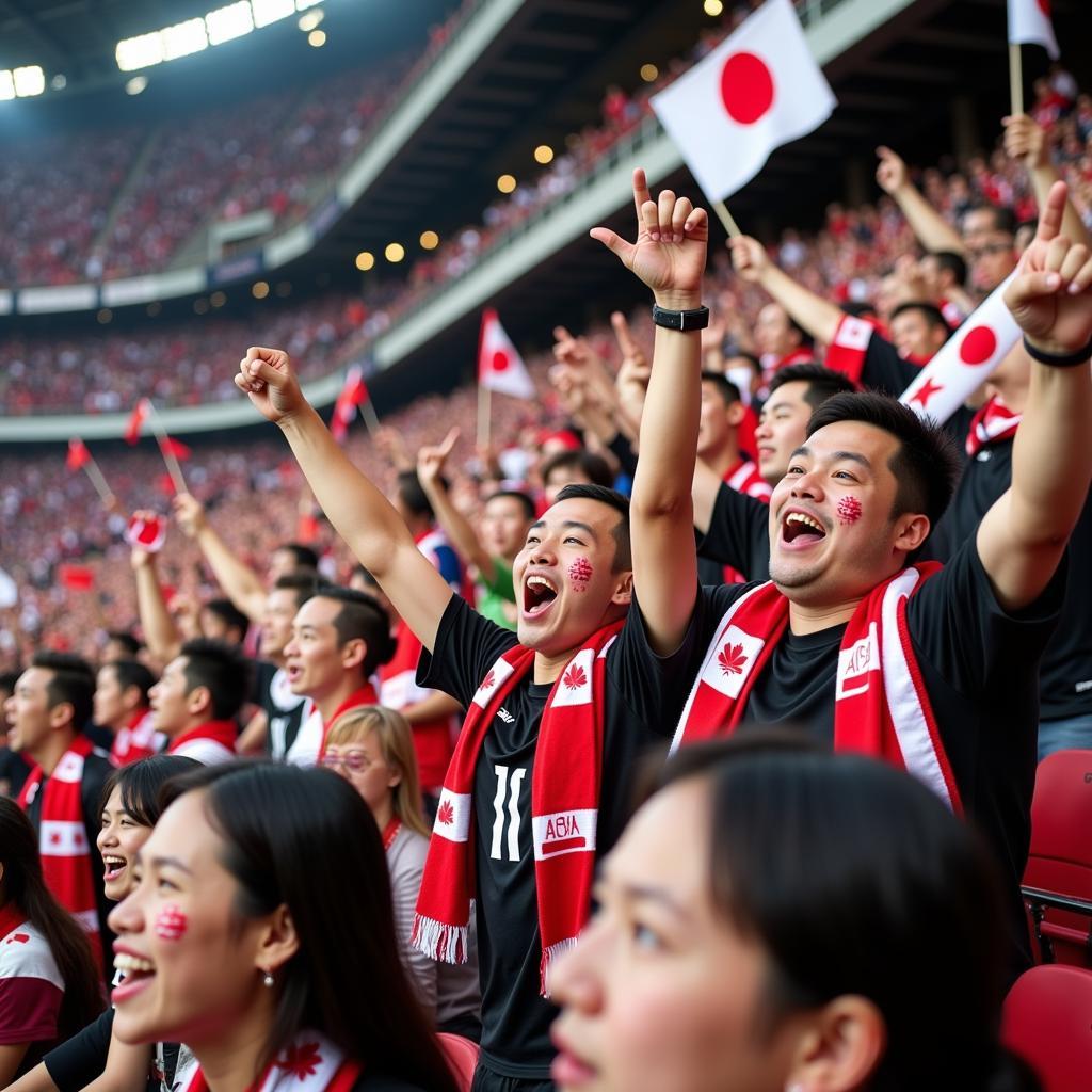 Japanese Football Fans Celebrating Victory