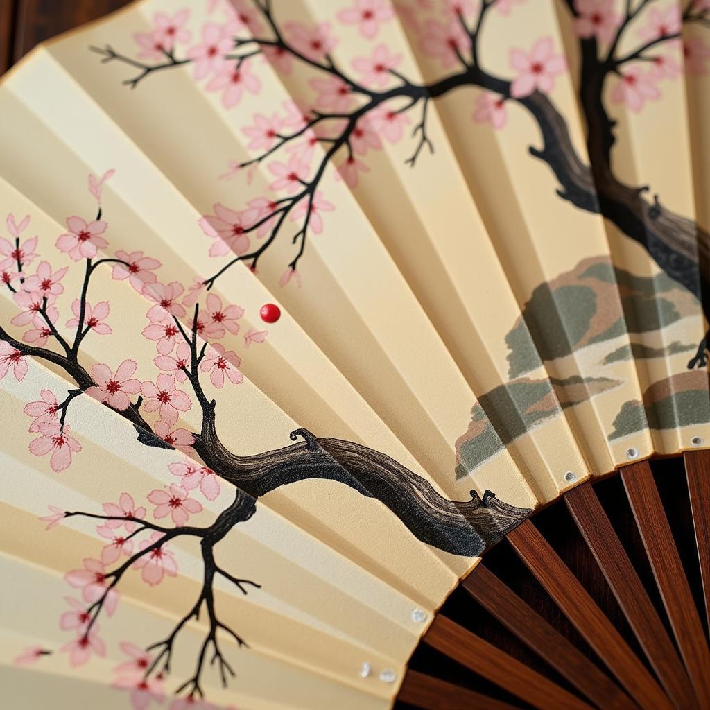 Traditional Japanese Hand Fan Painting