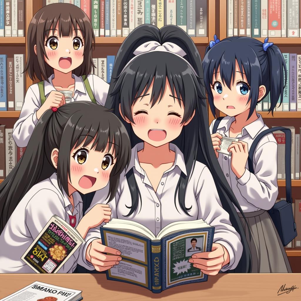 Japanese Manga Fans Reading