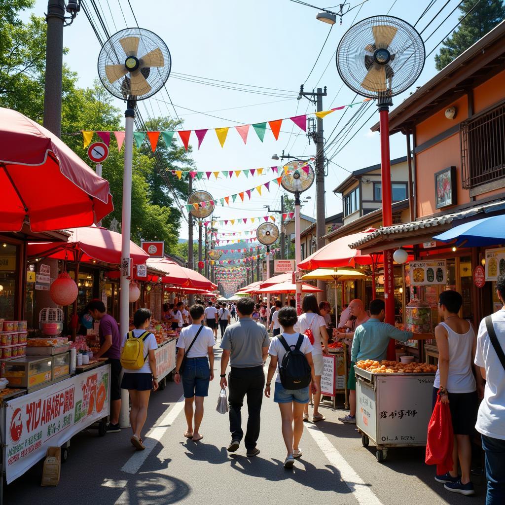 Electric Fans at a Japanese Summer Festival