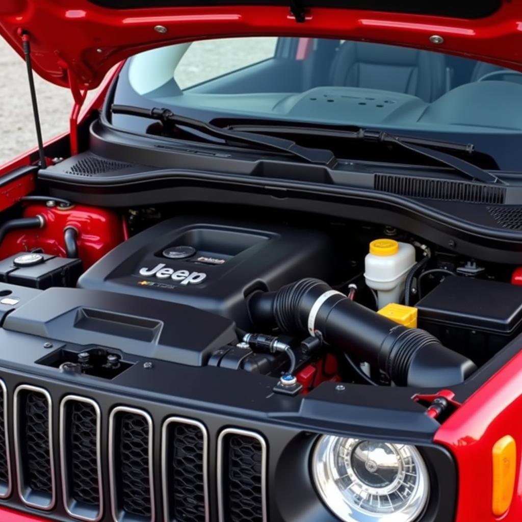 Jeep Renegade engine bay showing cooling fan location