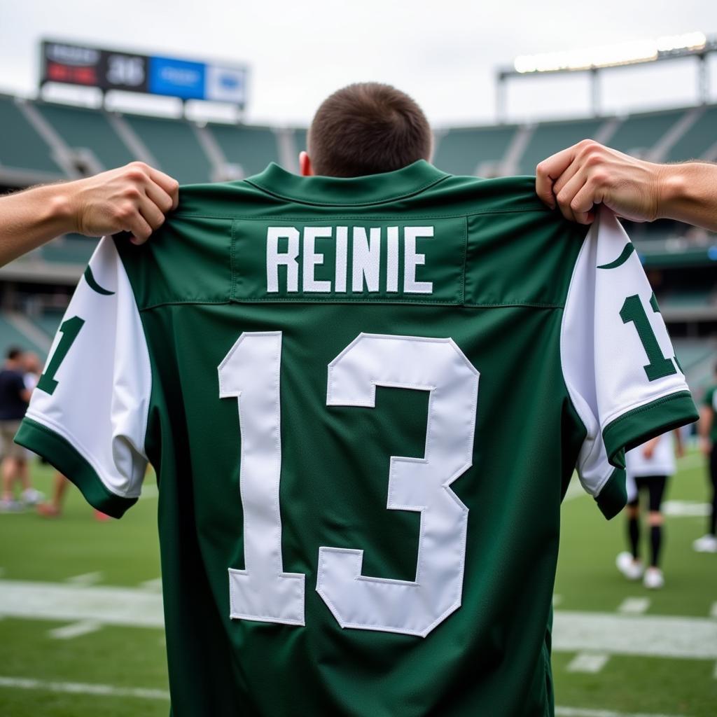 New York Jets fan selling jersey