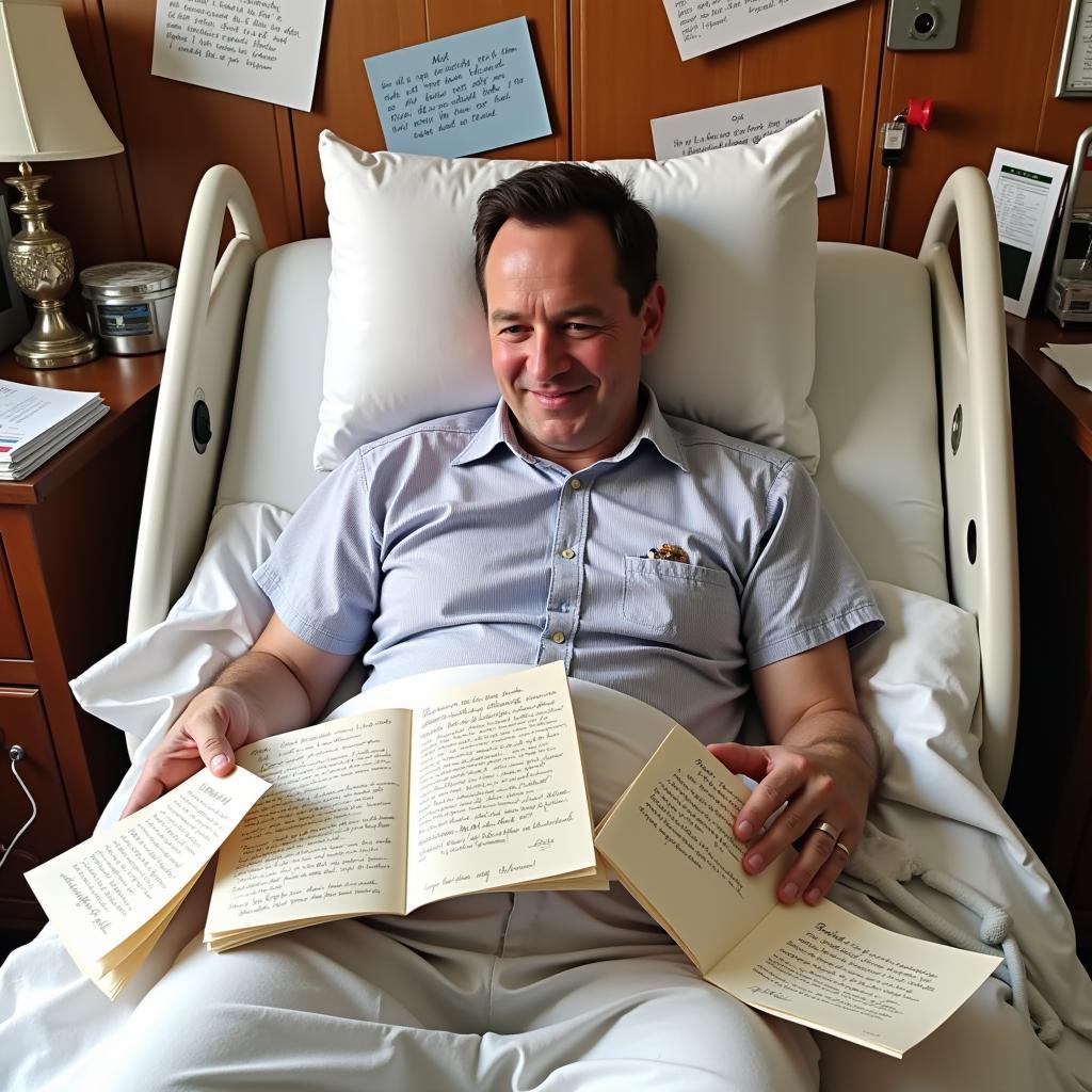 John McGuinness in hospital receiving fan mail