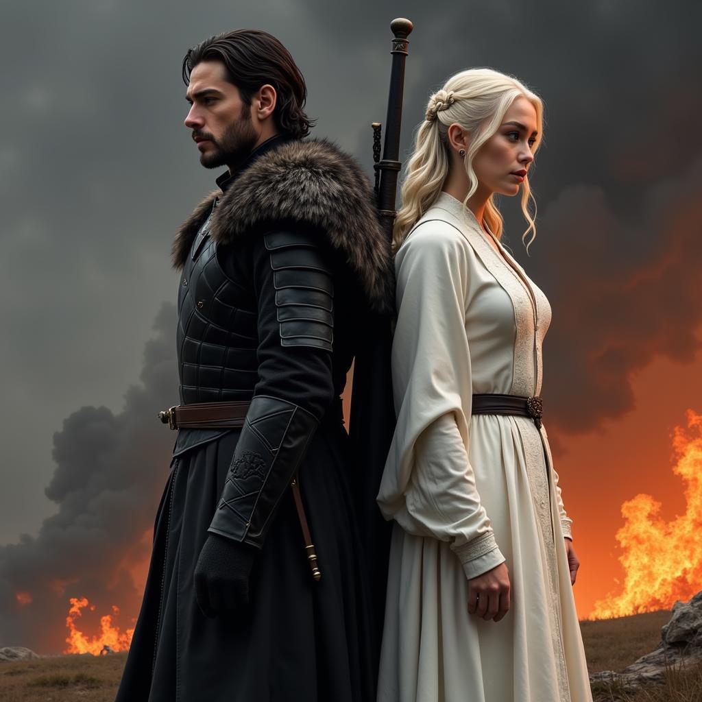 Jon Snow and Daenerys Targaryen digital painting