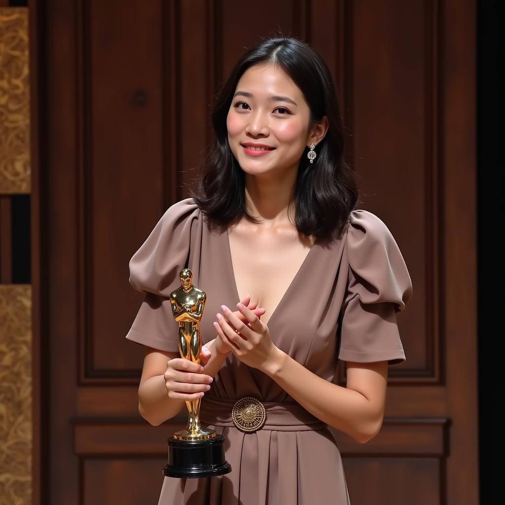 Jung Eunji accepting an acting award