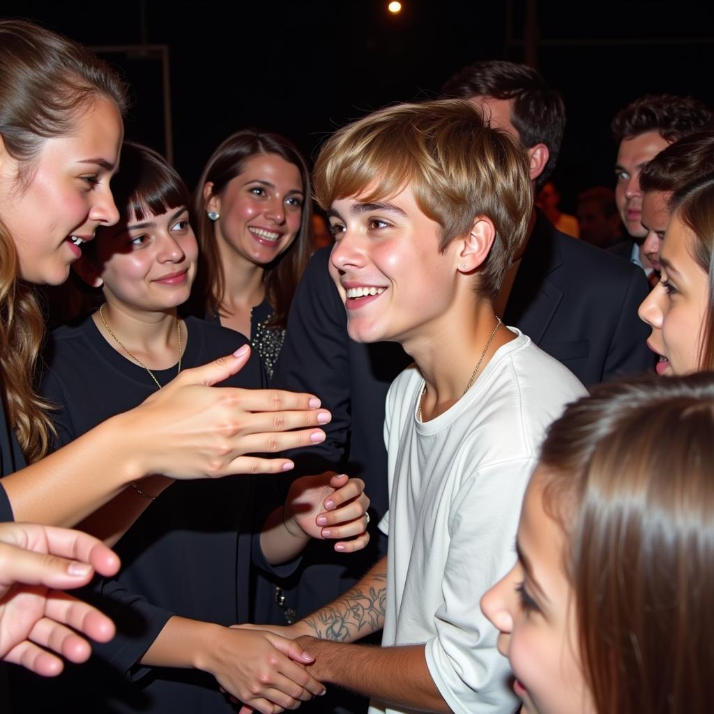 Justin Bieber in early meet-and-greets with fans